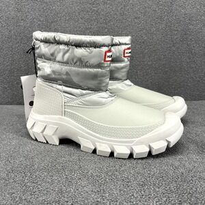 Hunter short Boots Metallic Gray Camo Insulated Snow Womens 9 Waterproof